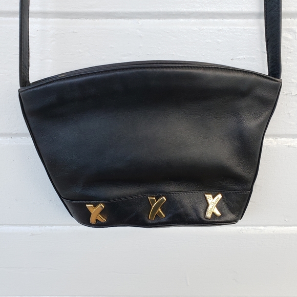 Paloma Picasso Handbags - Paloma Picasso Black Leather Crossbody Logo Bag